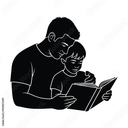 Loving father reading book with son in tender moment