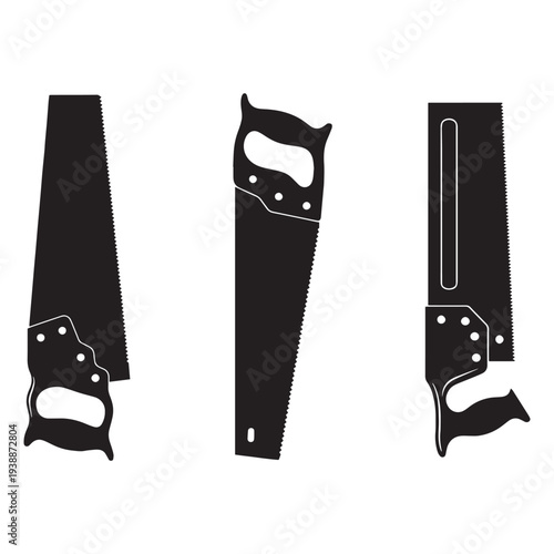 Hand Saw Woodworking Tools Vector Silhouettes