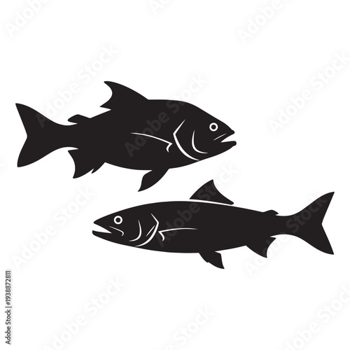 Salmon Fish Silhouettes Vector Illustration