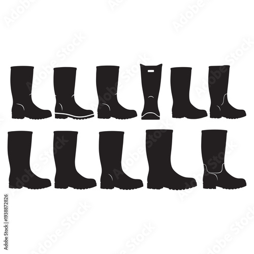 Boots Footwear Silhouettes Vector Collection