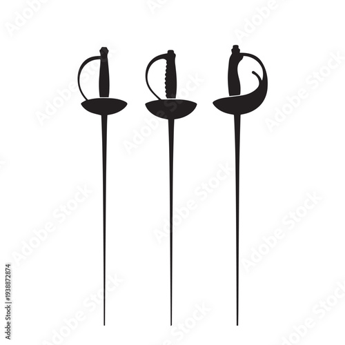 Sword Fencing Weapon Silhouettes Vector Set