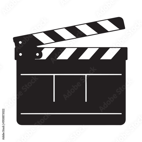 Movie Clapperboard Vector Icon Black Silhouette