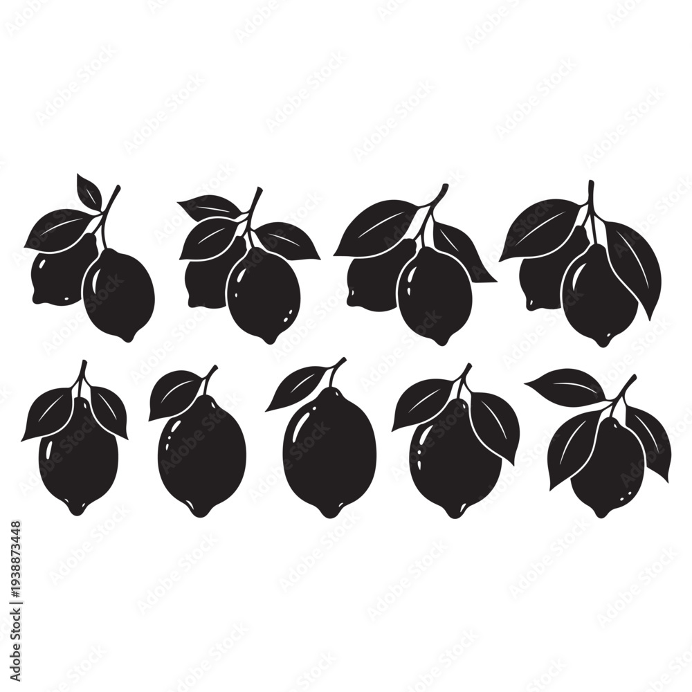 Obraz premium Lemon Silhouettes Bundle - Citrus Fruit Vector Graphics Pack