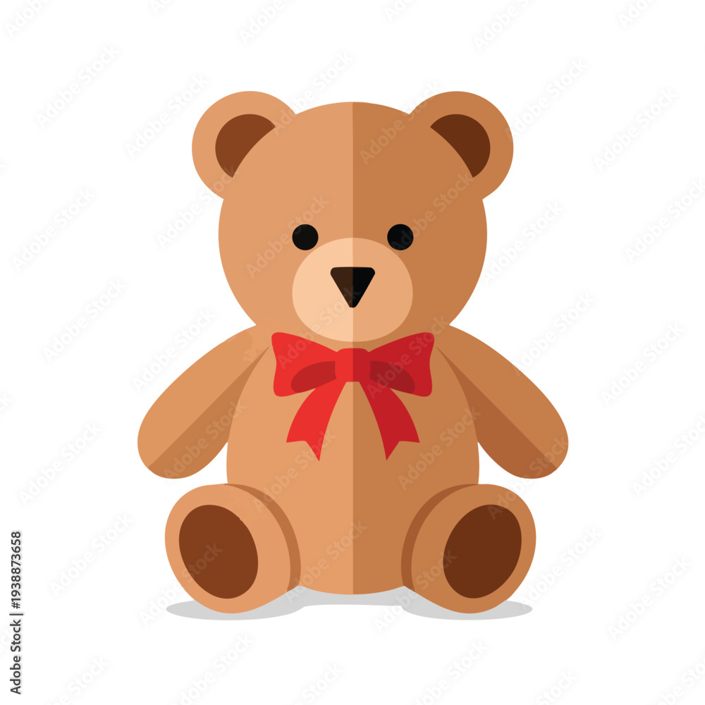 Obraz premium Cute Cartoon Teddy Bear with Red Bow