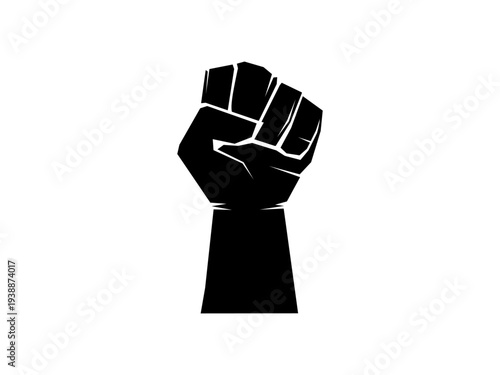 Raised fist vector icon for protest, freedom, and strength. Symbol of power, success, achievement, and revolution