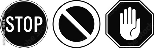 Prohibited Icons Set – No Cell Phone, Litter, Smoking, Pets, No Food or Drinks, No Fire, No Photography