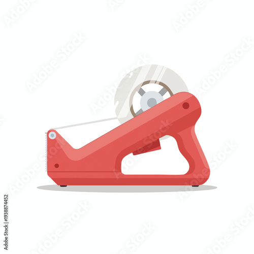 Red Tape Dispenser on White Background