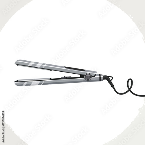 Silver Hair Straightener on White Background