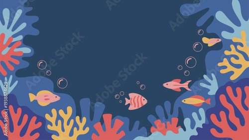 Tropical fish coral reef frame