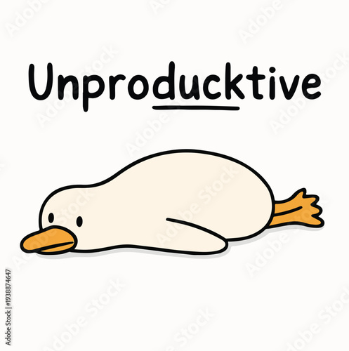Unproductive Sleeping Cat - Minimalist Humorous Vector Illustration