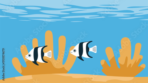 Tropical fish coral underwater scene