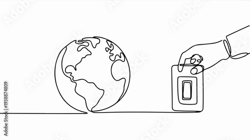 Hand putting coin into piggy bank next to globe saving money for earth eco friendly finance concept