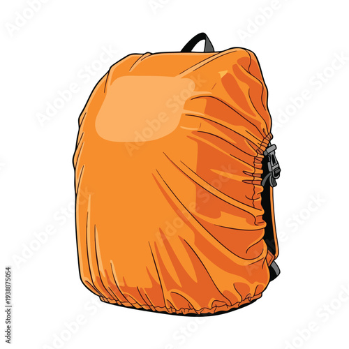 Vibrant Orange Water Resistant Backpack Illustration