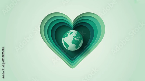 Eco friendly heart shaped earth green layers environmental care concept love for planet