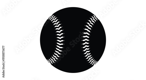 A striking black silhouette of a baseball with prominent stitching details embodying the spirit of the game silhouette