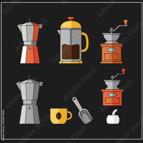 Coffee Makers and Accessories Set.