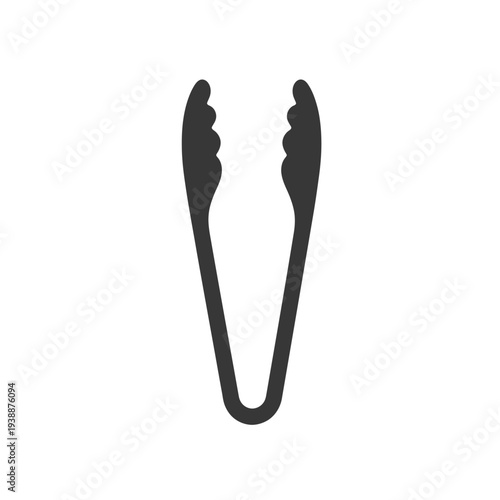 Black Kitchen Tongs on White Background.