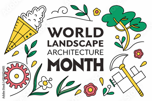 Landscape Architecture Month Vector, Urban Planning and Green Design Concept
