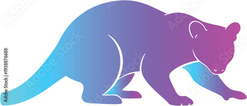 Gradient Tree Kangaroo Vector Icon, Purple Blue Marsupial Silhouette Graphic Design
