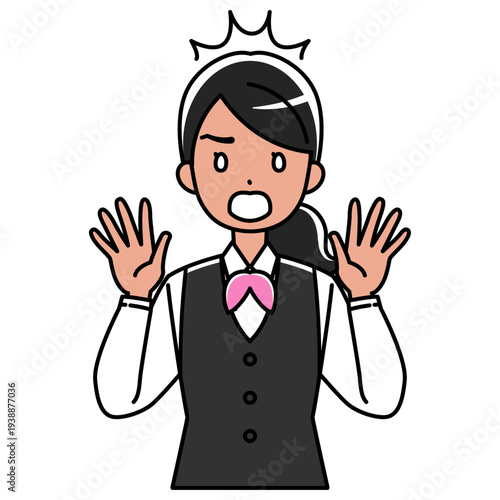 びっくり仰天、驚く制服姿の外国人女性のイラスト