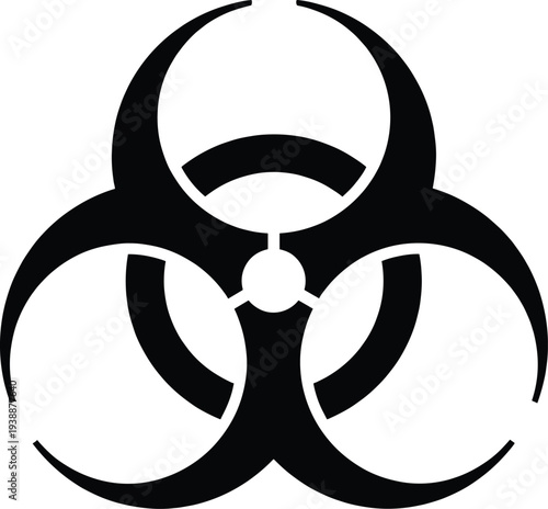 Biohazard warning symbol illustration showing universal hazardous sign used for biological risk, safety alert, contamination prevention, and laboratory health protection in simple vector design