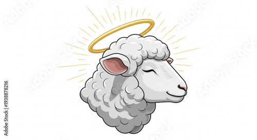 Holy lamb with halo illustration for religious themes