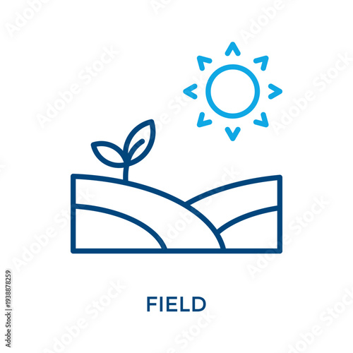 Field Icon Outline Color Style. Vector Illustration For Graphic Design