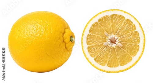 Fresh Lemon Fruit, Whole and Sliced