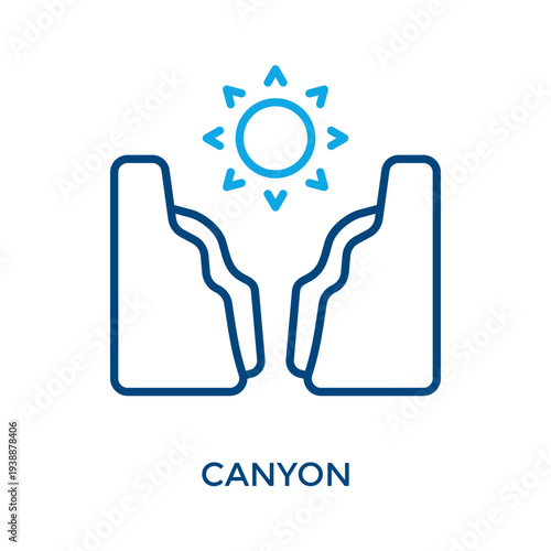 Canyon Icon Outline Color Style. Vector Illustration For Graphic Design