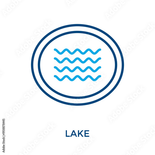 Lake Icon Outline Color Style. Vector Illustration For Graphic Design