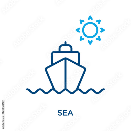 Sea Icon Outline Color Style. Vector Illustration For Graphic Design