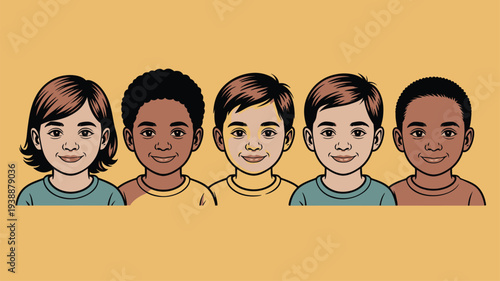 Diverse Boys Girls Children Faces