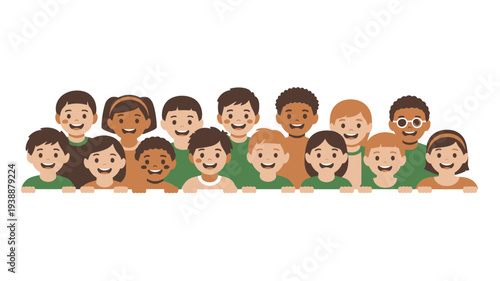 Diverse children group blank banner