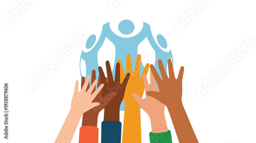 Diverse hands unity community people