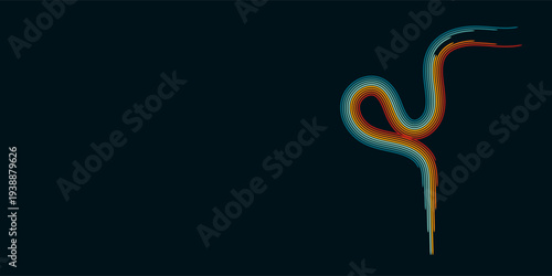 Retrofuturism poster design in trendy retro line style. Modern art poster retro vintage style 70s stripes background template lines shapes vector design