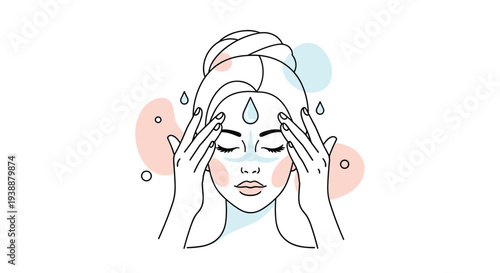 Beautiful woman washing her face with water as part of a refreshing skincare routine for clean and hydrated skin.