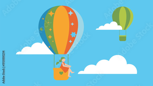 Girl sitting hot air balloon