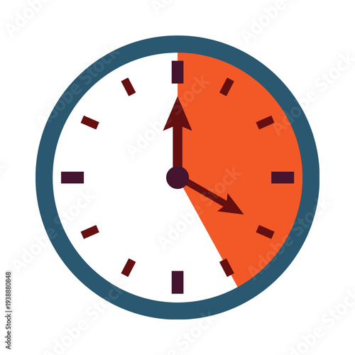 clock face with contrasting white and orange sections