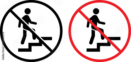 No climbing signs with people icons on white background