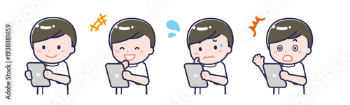 タブレットを使う「ナース01」の男性