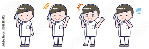 スマートフォンを使う「ナース01」の男性