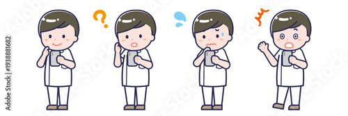 スマートフォンを使う「ナース01」の男性