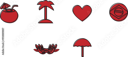  Carnival of rio icon sets flat classical brazillian symbols outline.eps