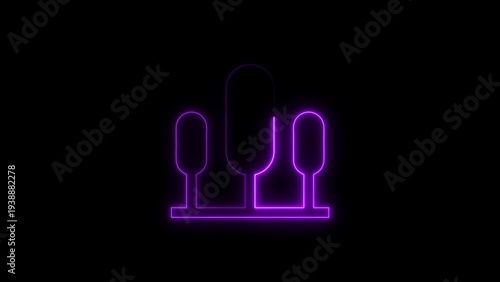 Neon Purple Outline of Three Stylized Trees on a Dark Background icon