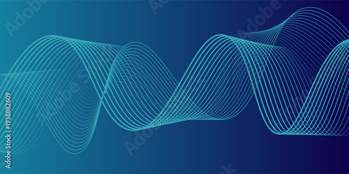 Abstract glowing wave lines on dark blue background. Dynamic wave pattern. Modern flowing wavy lines. Futuristic technology concept. Suit for banner, poster, cover, brochure, flyer, website