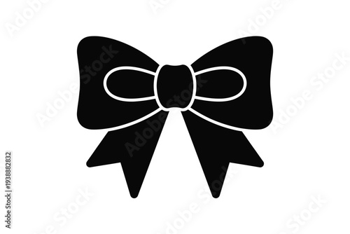 Black bow tie with white outline formal