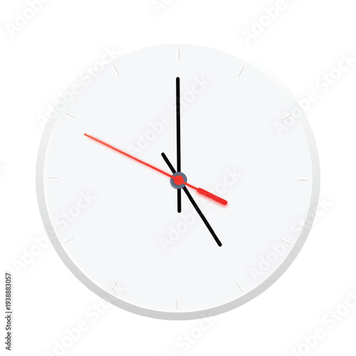 simple white clock face with red and black hands
