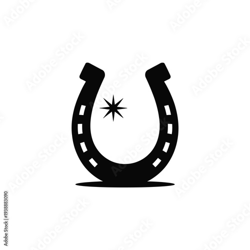 Black horseshoe with white star symbol inside