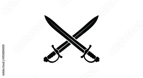 Two crossed pirate swords depicted in a stark dramatic black silhouette high quality professional detailed modern