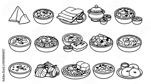 Indian Cuisine Illustrations Vector Set